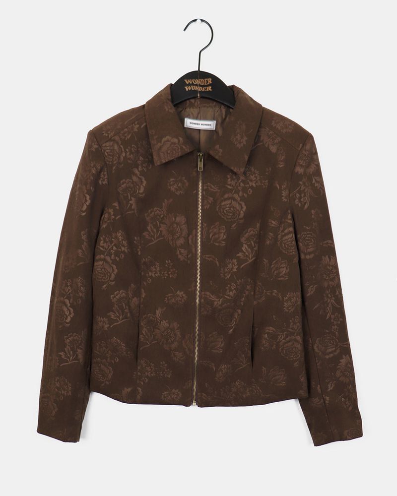 [MADE] Goats Vintage Rose Jacquard Suede Zip-Up Jacket