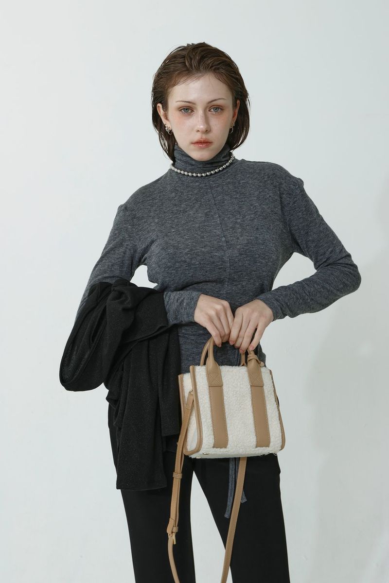 WOOL SPAN TURTLENECK T-SHIRT_CHARCOAL