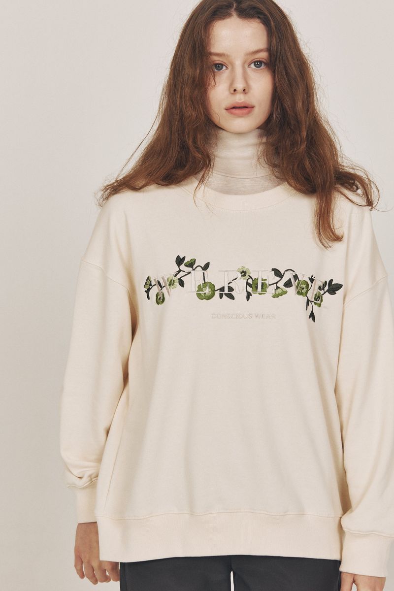 Flower Logo Embroidered Sweat shirt