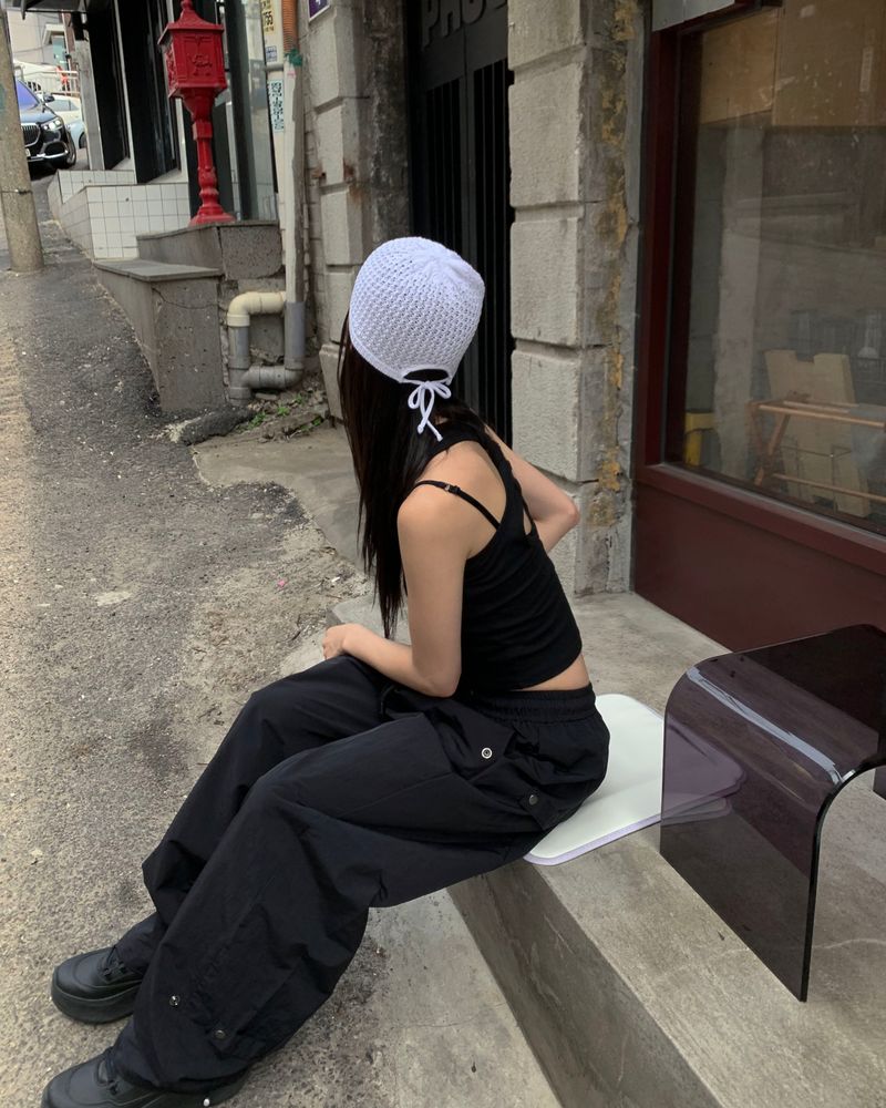 Knit ribbon beanie