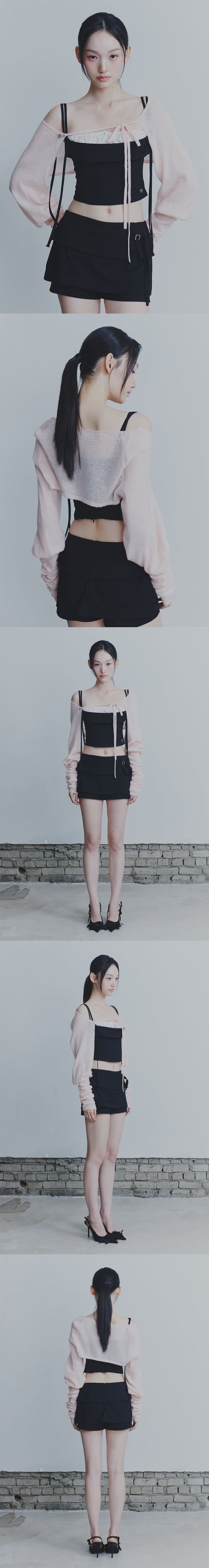 HEART BELTED MINI SKIRT black