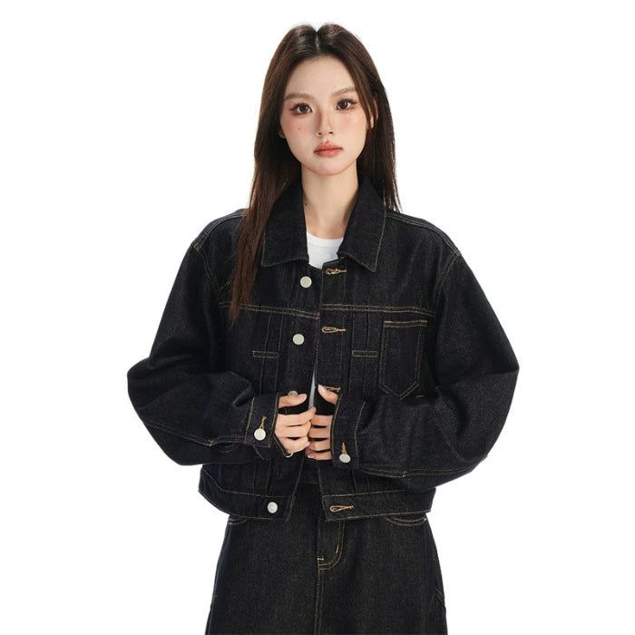 Retro Tie-back Denim Jacket
