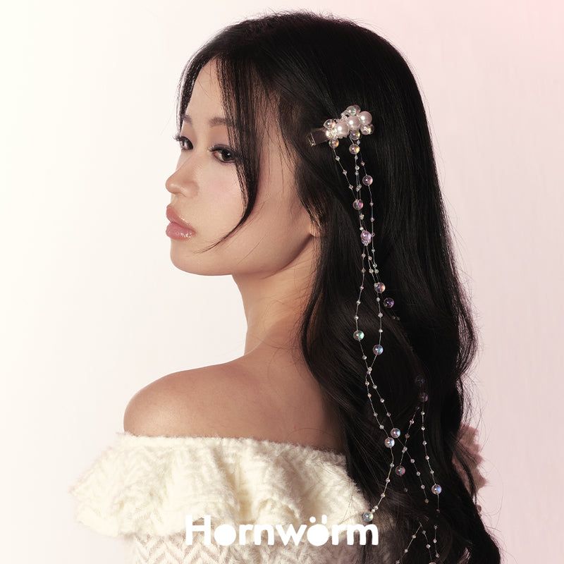 Fringed pearl hairpins