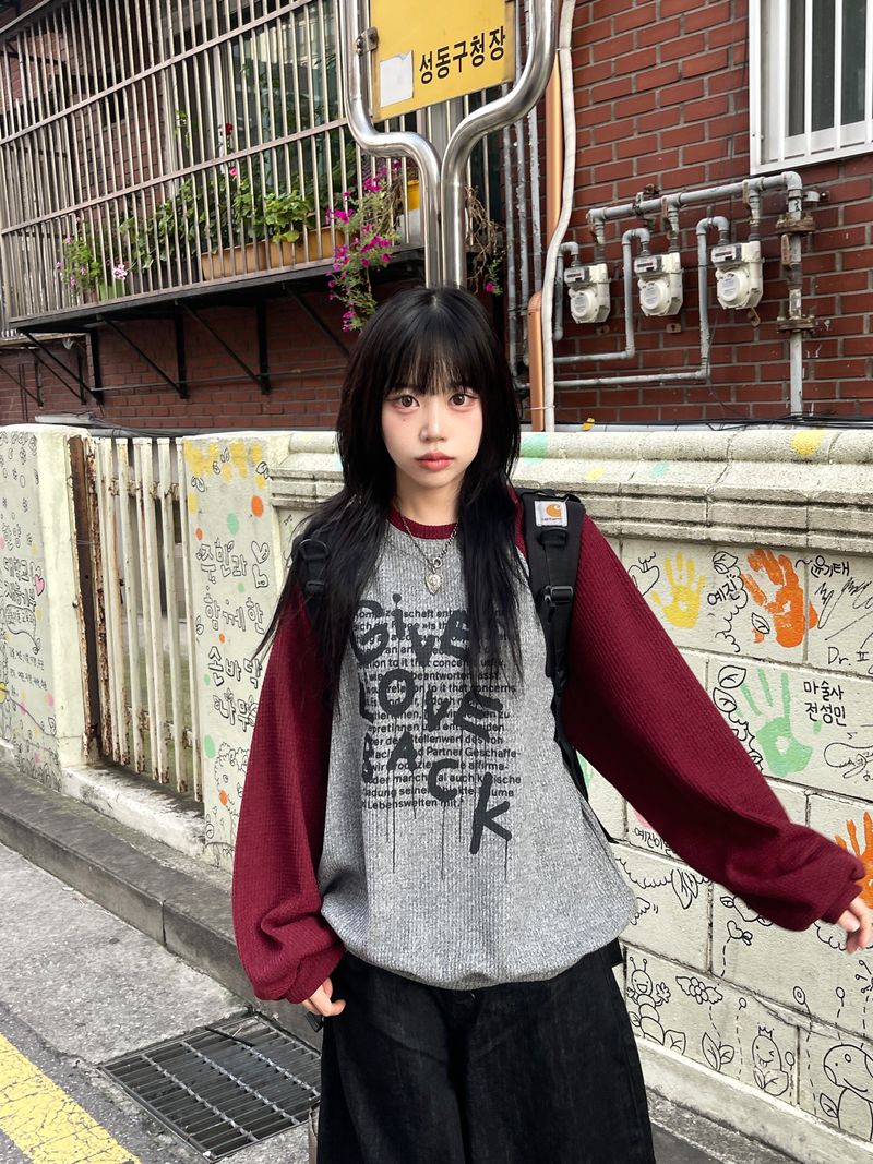Shino raglan waffle sweatshirt 