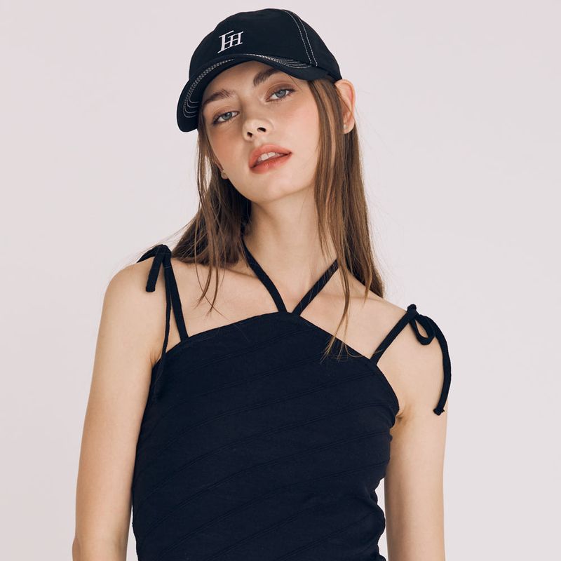 SIGNATURE LOGO STITCH BALL CAP (BLACK)