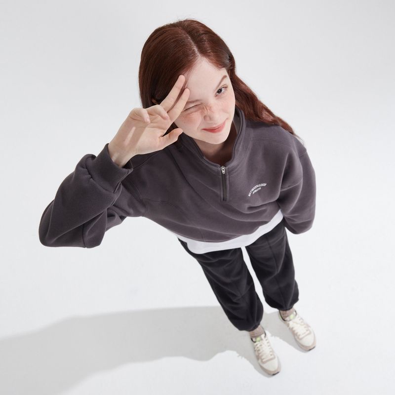 NAPPING HALF ZIPUP SWEATSHIRT_CHARCOAL