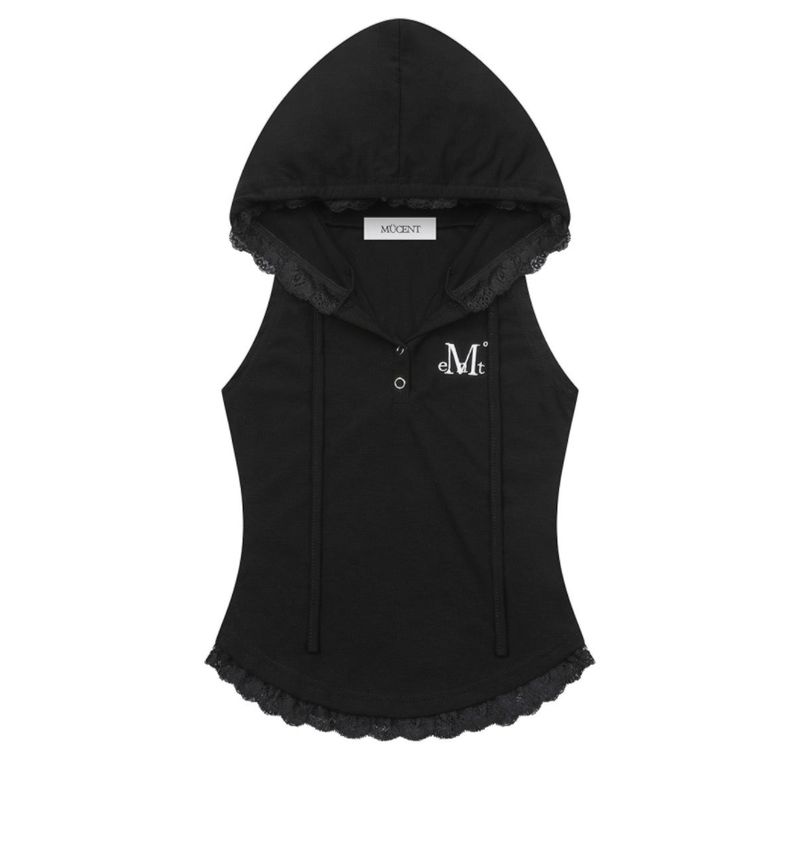 ASEN LACE SLIM HOOD SLEEVELESS (4COLOR)