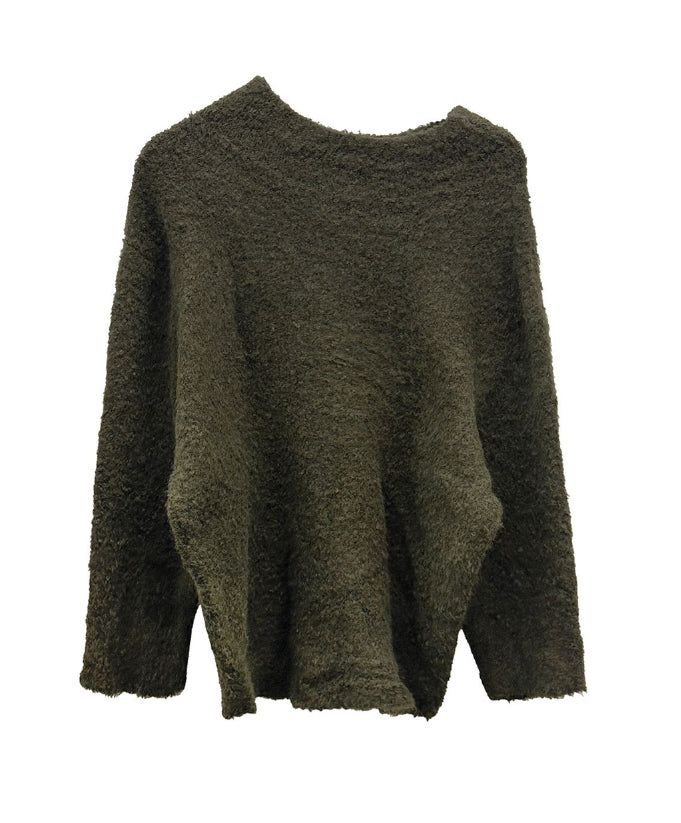 Solid loose-fit one-off knit sweatshirt