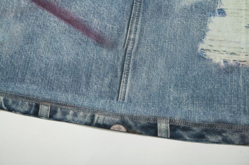 DENIM PRINT TURTLE  NECK BODYSUIT