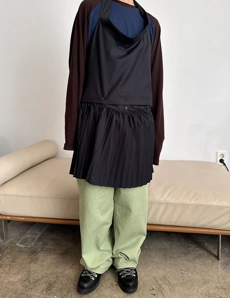 halter pleats layered dress