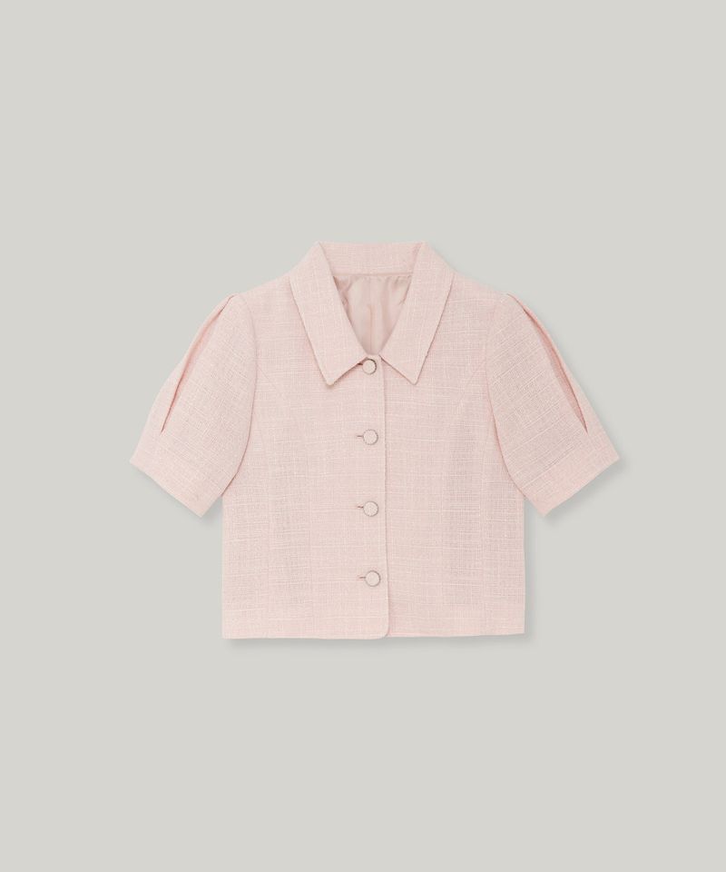 carolyn puff tweed jacket (pastel pink)
