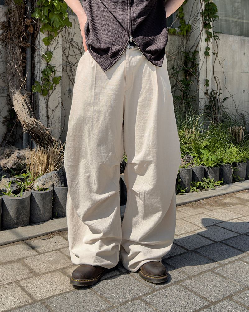 Aven Linen Two-Tuck Wide Pants