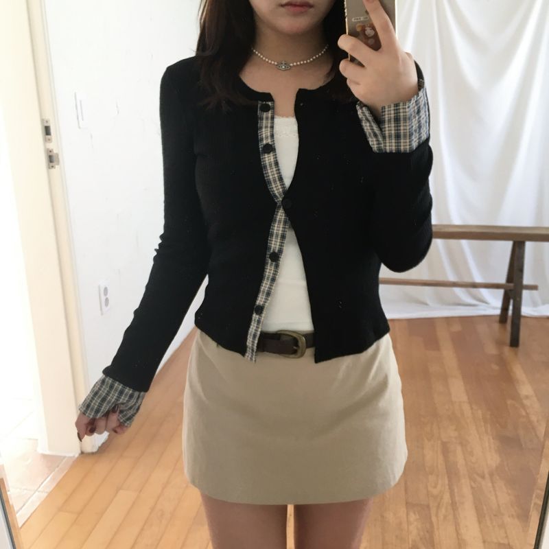 vintage check cardigan