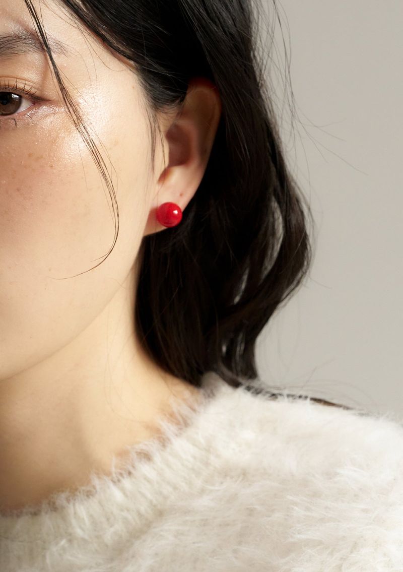 red ball earring