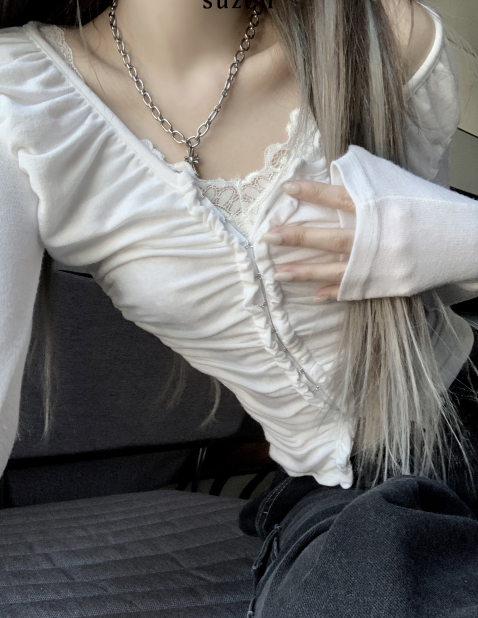 Lips shirring hook top (white)