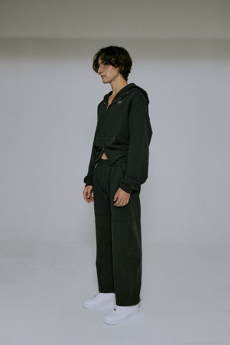 Silver Logo Docking Crop Hood Zip-Up Charcoal