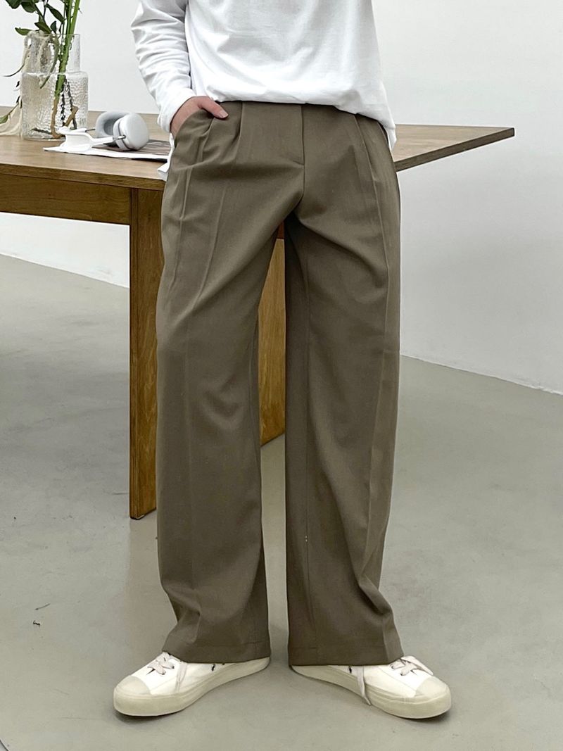 ABLE TWO TUCK WIDE SLACKS(5COLOR)