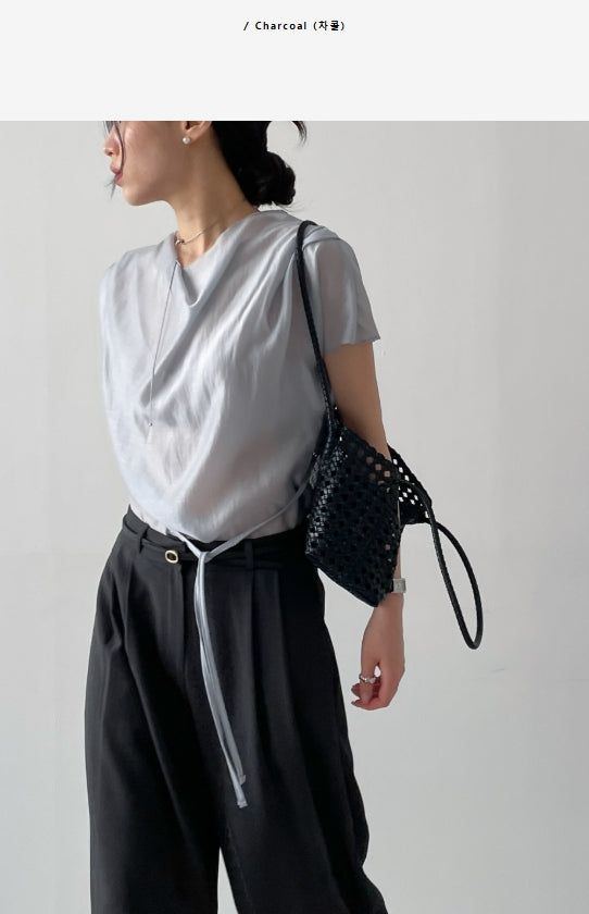 [Summer ver.] Tie Two Tuck Long Wide Slacks