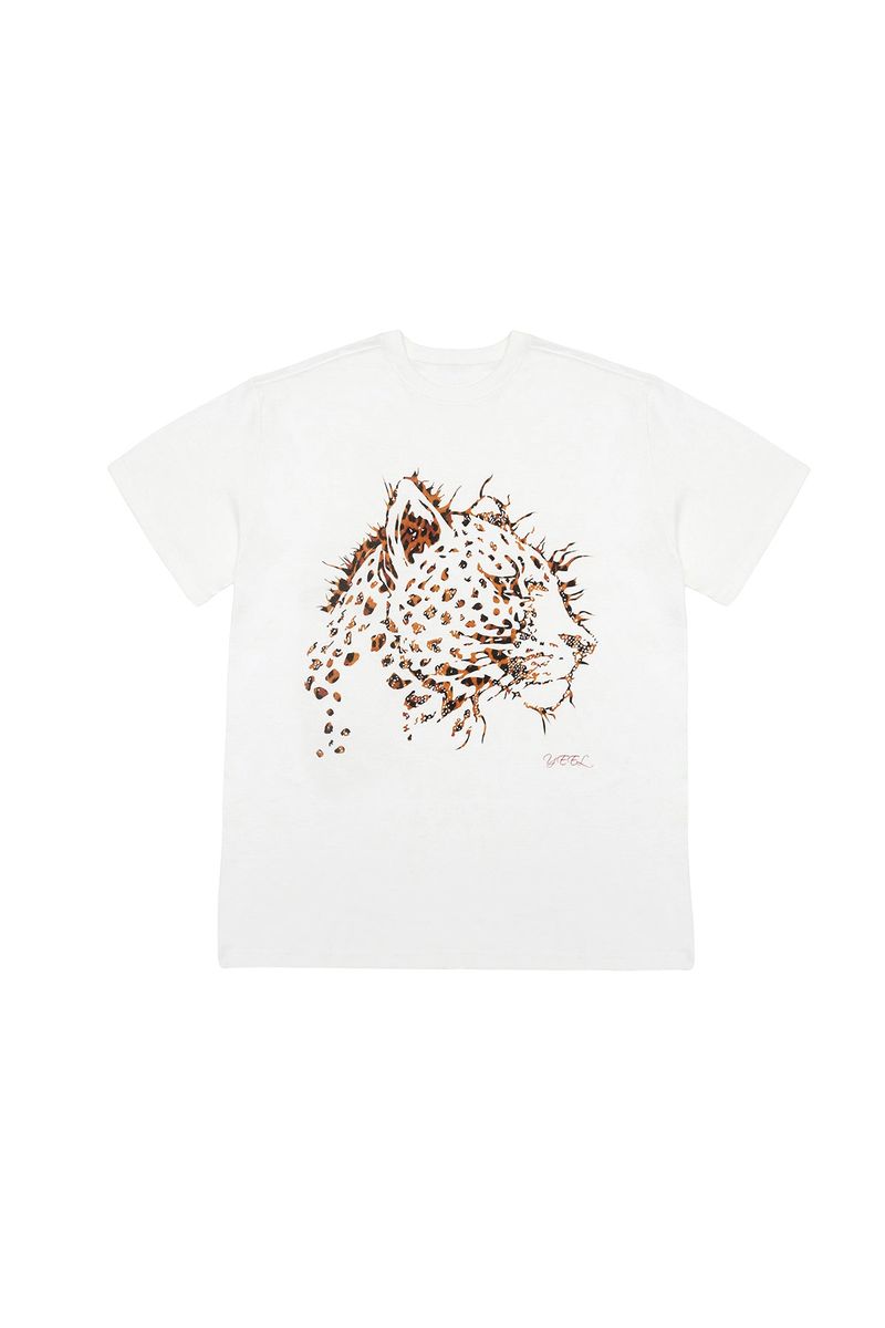 CHEETAH GRAPHIC OVERSIZED T-SHIRT WHITE