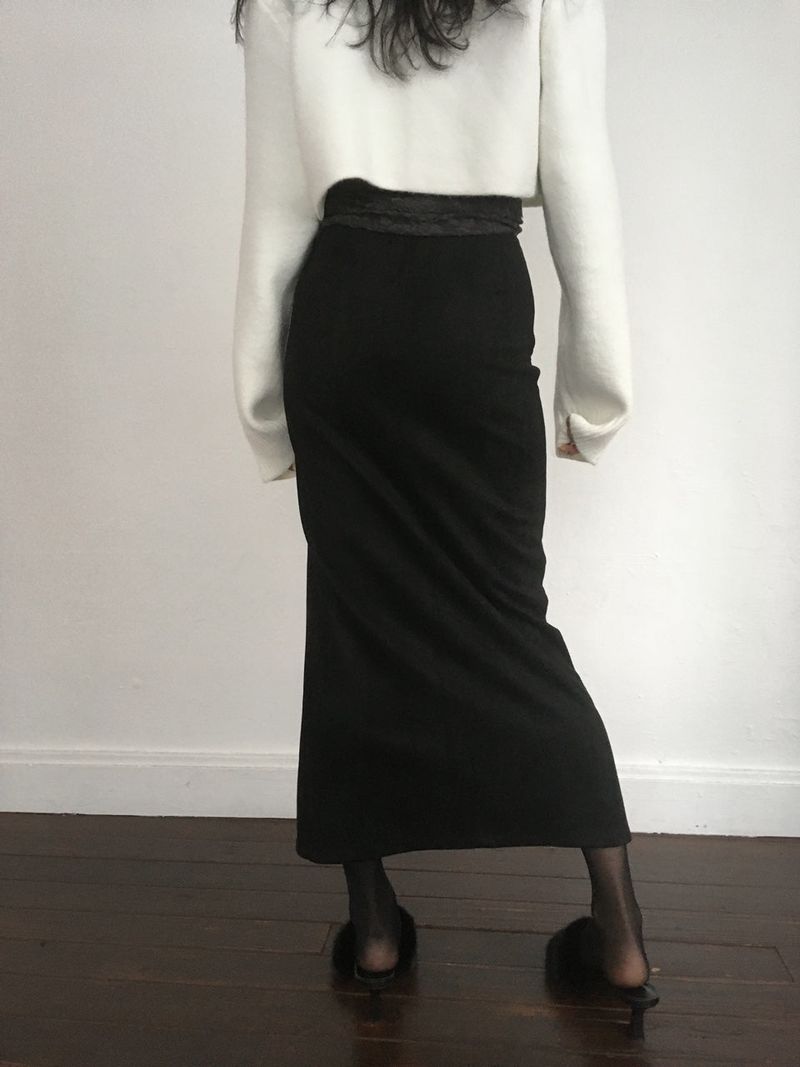 Suede Slit Maxi Skirt
