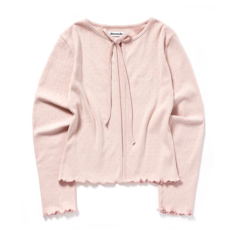 RIBBON PUNCHING CARDIGAN_PINK