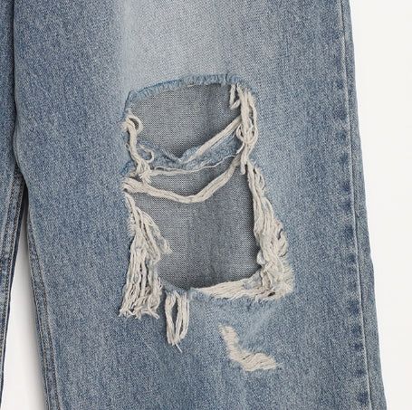 Road Damage Wide Denim Pants