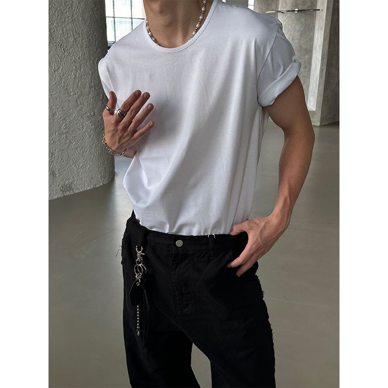 [BASIC ITEM] U neck round half t-shirts (2color)