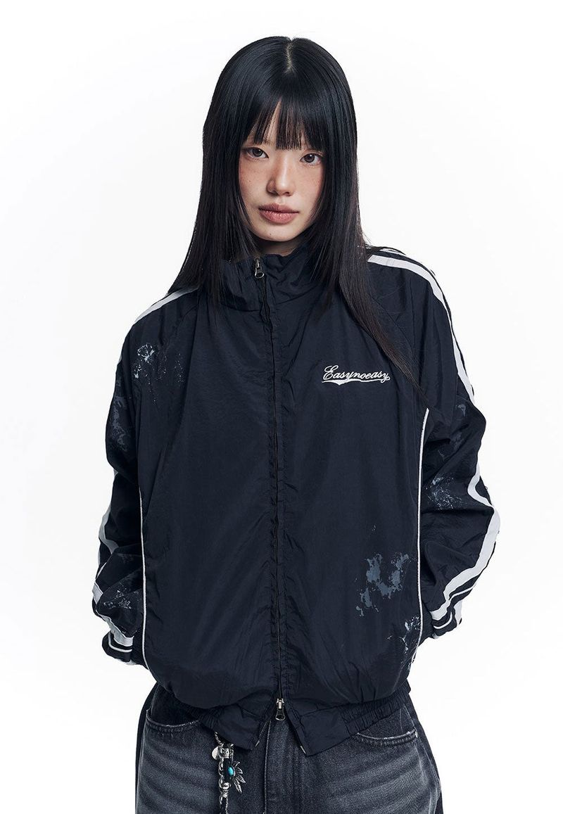 Dirty Nylon Piping Track Jacket - Black