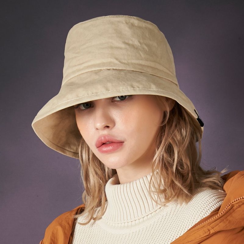 wide brim washing bucket hat beige