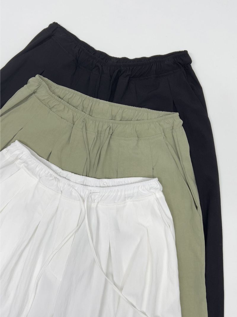 End Two-Tuck Nylon Banding Wide Pants