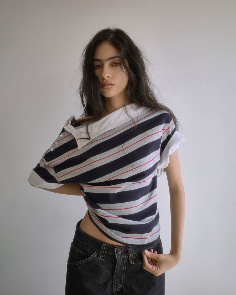 PORTERNA(ポルテナ)の「26SS★ OFF-SHOULDER SHIRT LAYERED UNBALANCED T-SHIRT(Tops)」