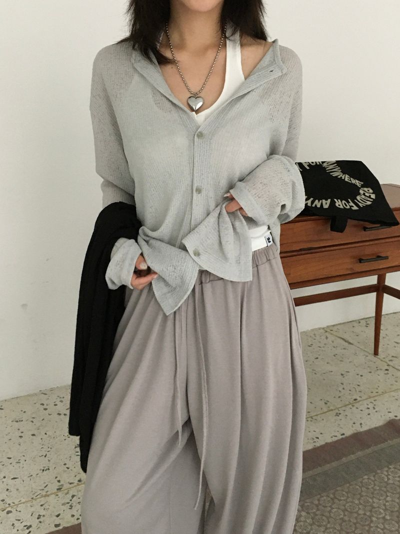 Obi linen ribbed round cardigan (4c)