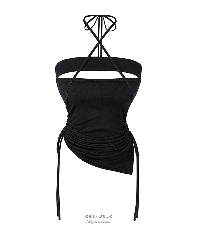 Belin Cross Halter Shirring Top (2color)