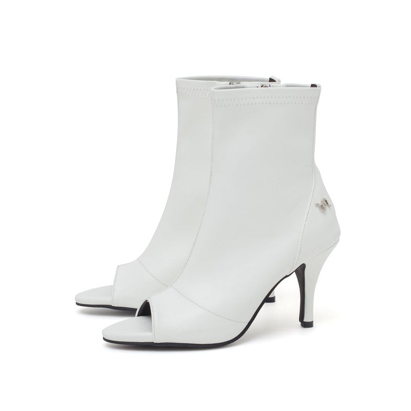 New Open Toe Slim Ankle Heel(White)