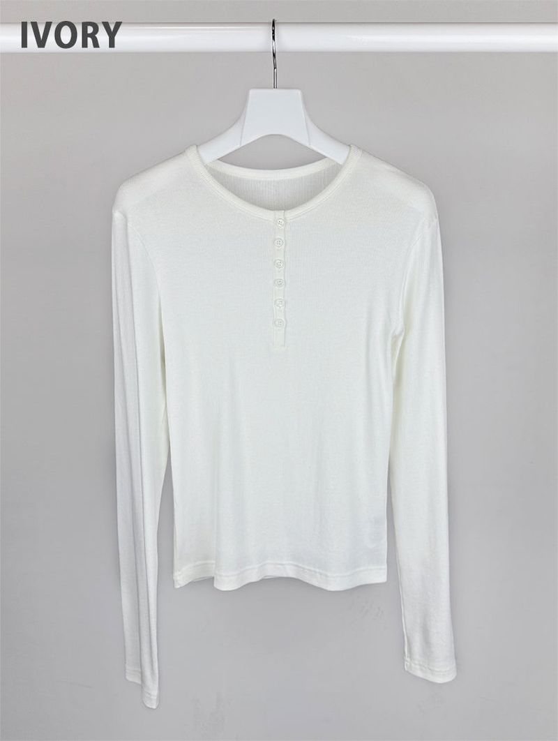 BUTTON RIBBED LONG SLEEVE (4C)