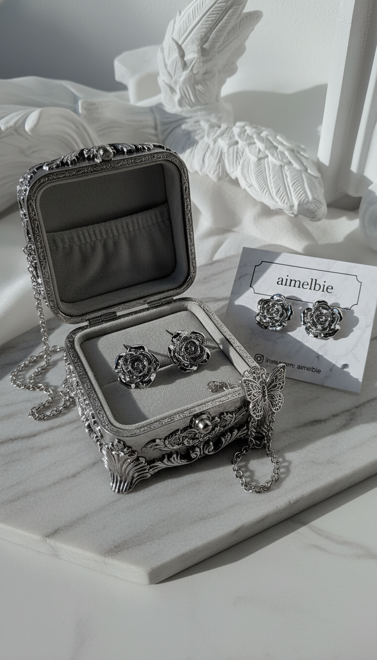[IVE Yujin Piercing] Metal Rose Piercing - Silver Color
