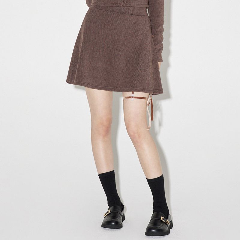 ZEROPLANET（ゼロプラネット）の「ヘイリーリボンニットスカート / Haley Ribbon Knit Skirt [BROWN]（Skirts）」