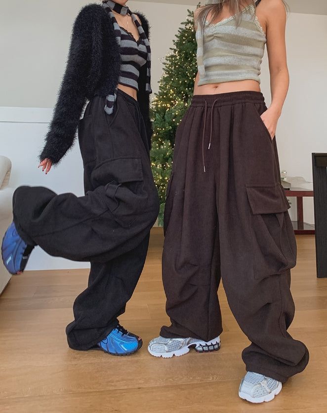 [Mink Brushed] Luxy Two Way Corduroyn Pintuck Cargo Pants
