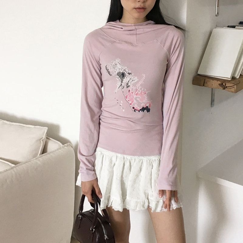 WONDER WONDER(ワンダーワンダー)の「Zeldo printed high neck slim long sleeve hooded sweatshirt(Tops)」
