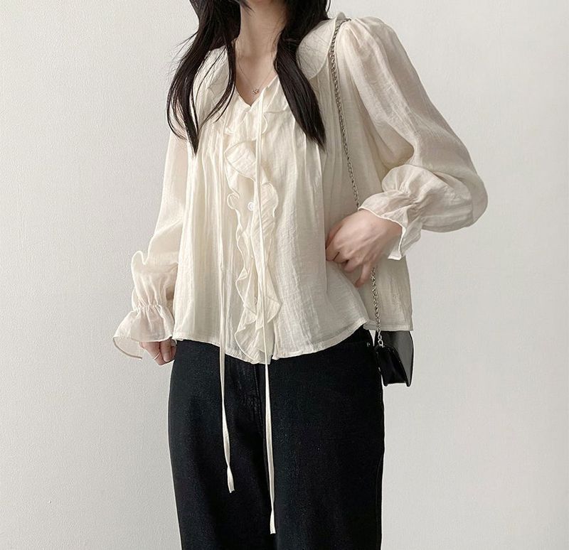 Poen puff string frilled blouse