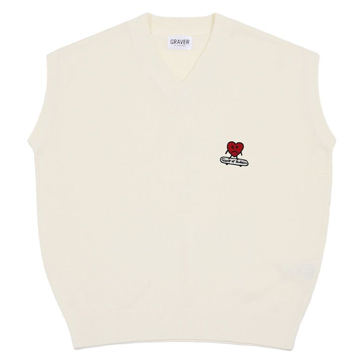GRAVER（グレーバー）の「Heart board embroidery knit vest（Tops）」