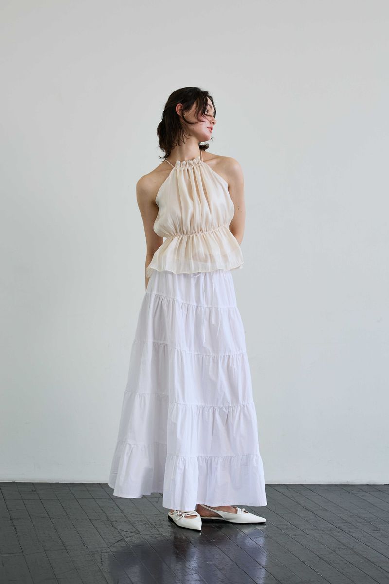 PEARL HALTERNECK TOP / IVORY