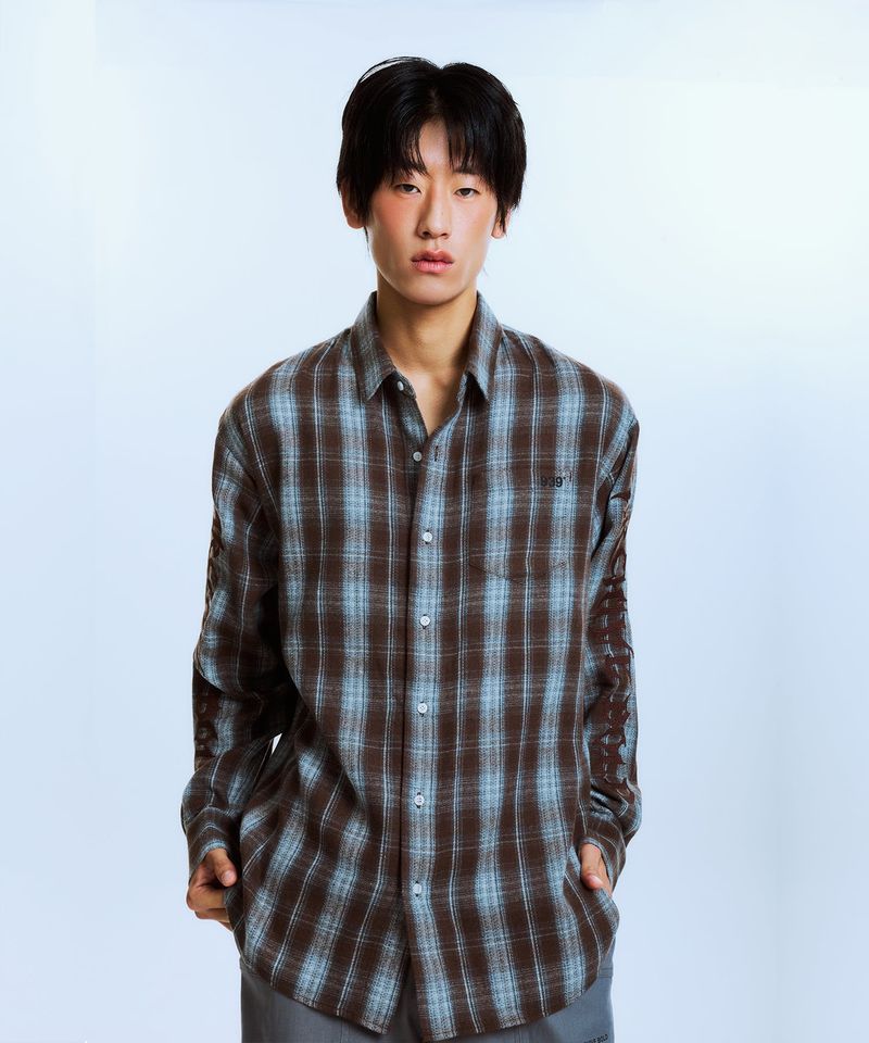 AB EMBROIDERY CHECK SHIRTS (BROWN)