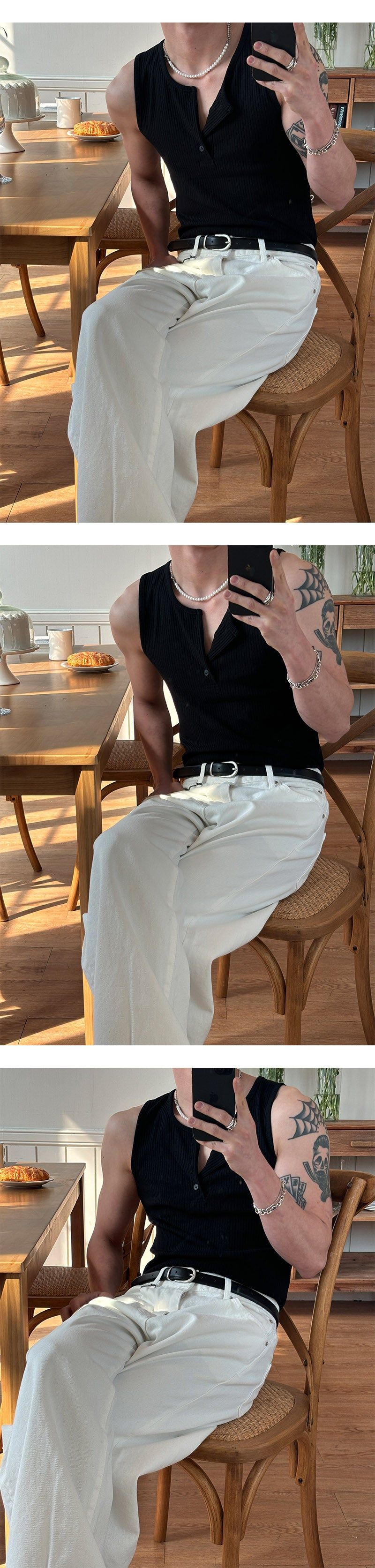  [S/S] Henry neck sleeveless(3color)