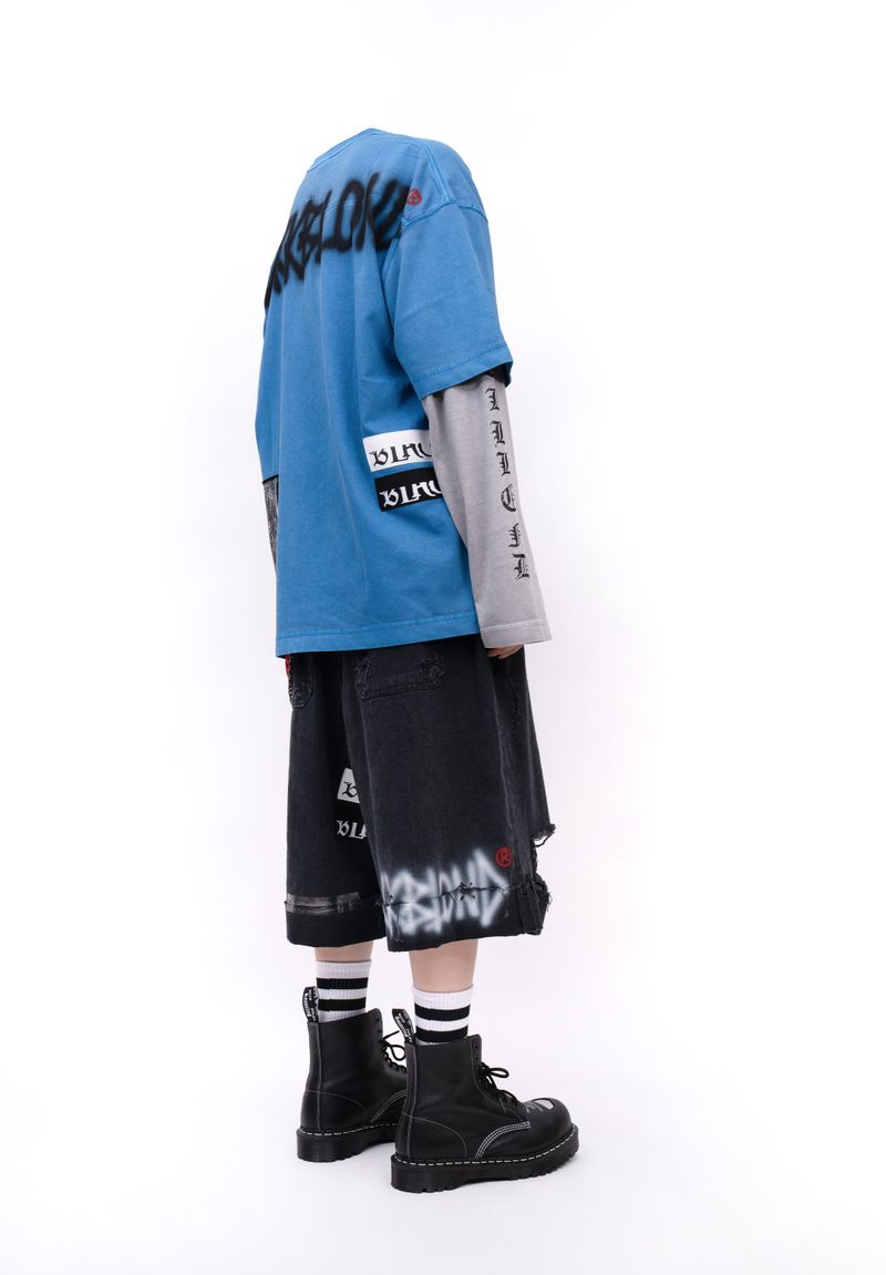 カオス パッチ ピグメント Tシャツ (オーシャンブルー)