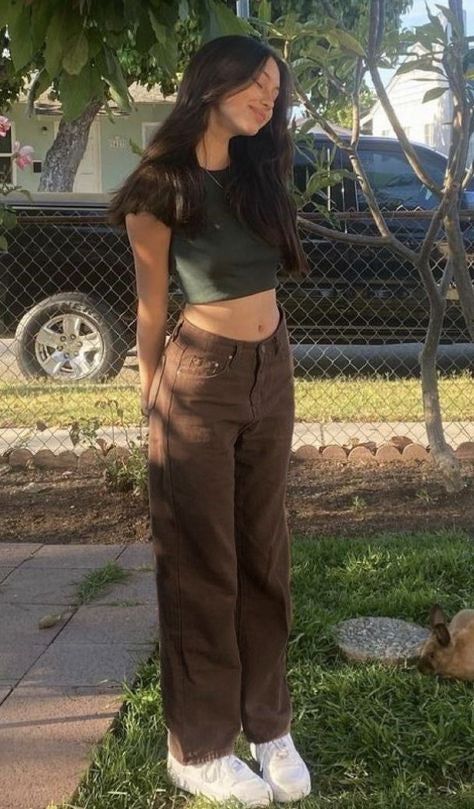 Twill wide cotton pants
