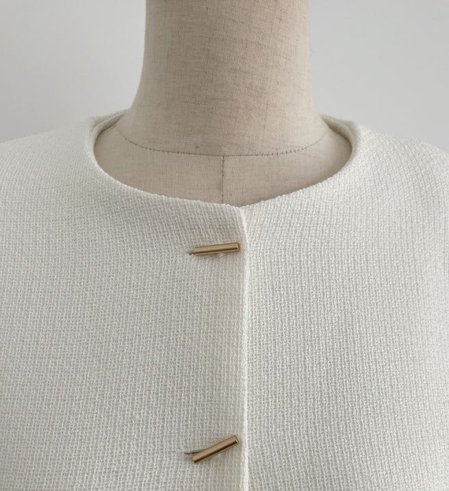 Luman Three Quarter Crop Tweed Jacket