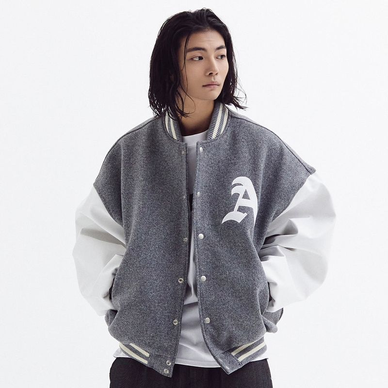 AKECII（アケシ）の「スーパーバルーンウールバーシティジャケット(メレンゲグレー)（ジャケット/アウター）」