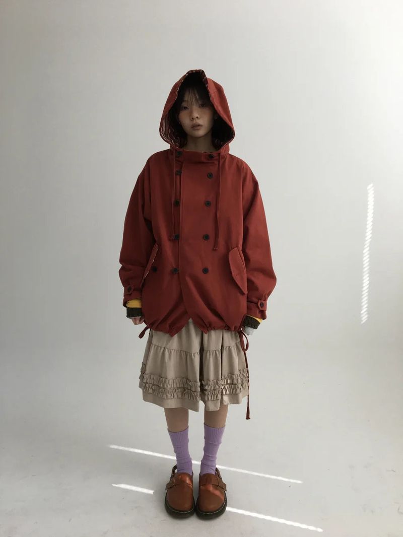 Hapo Button Hooded Short Field Jacket (2color)