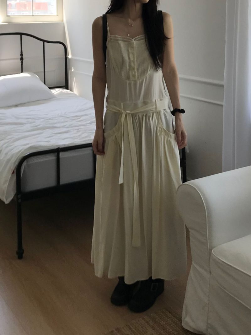 Pintuck Long Dress (2 colors)